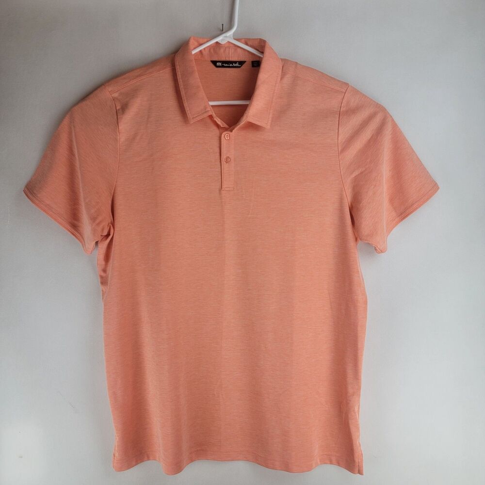 Travis Mathew Mens Size XXXL 3XL Peach Orange Pink Solid Cotton Poly Golf Polo